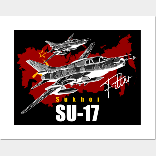 Sukhoi SU-17 Vintage Soviet Union fighterjet Posters and Art